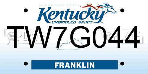 TW7G044 Kentucky License Plate