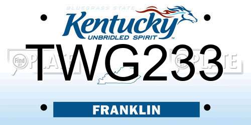 TWG233 Kentucky License Plate