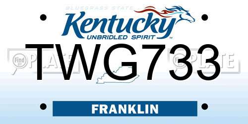 TWG733 Kentucky License Plate
