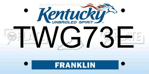 TWG73E Kentucky License Plate