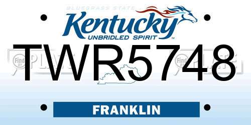 TWR5748 Kentucky License Plate