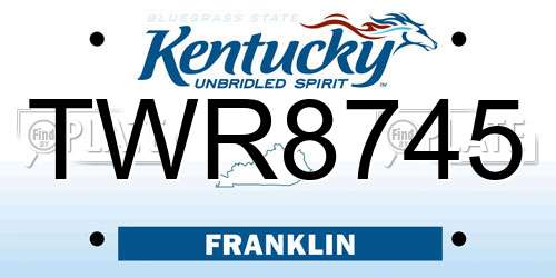 TWR8745 Kentucky License Plate