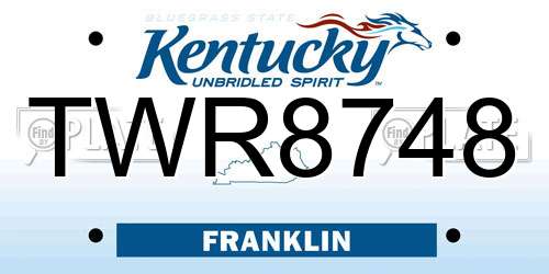 TWR8748 Kentucky License Plate