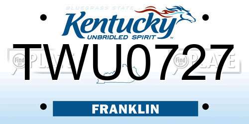 TWU0727 Kentucky License Plate