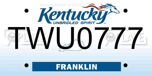 TWU0777 Kentucky License Plate