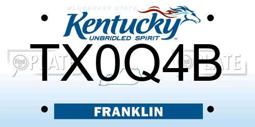 TX0Q4B Kentucky License Plate