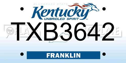 TXB3642 Kentucky License Plate