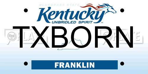 TXBORN Kentucky License Plate