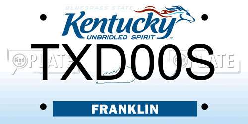TXD00S Kentucky License Plate