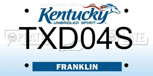 TXD04S Kentucky License Plate