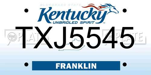 TXJ5545 Kentucky License Plate