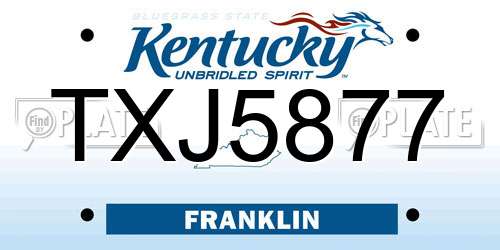 TXJ5877 Kentucky License Plate