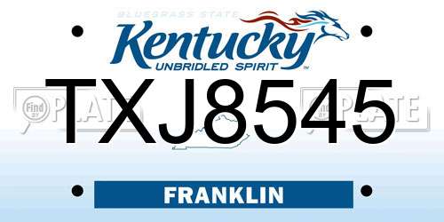 TXJ8545 Kentucky License Plate