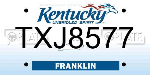 TXJ8577 Kentucky License Plate