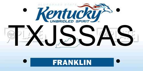 TXJSSAS Kentucky License Plate
