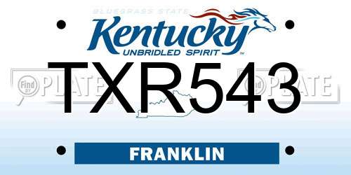 TXR543 Kentucky License Plate