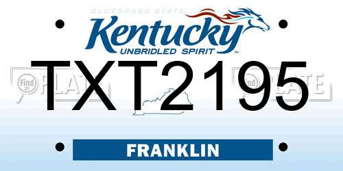 TXT2195 Kentucky License Plate
