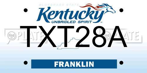 TXT28A Kentucky License Plate