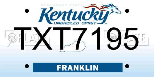 TXT7195 Kentucky License Plate