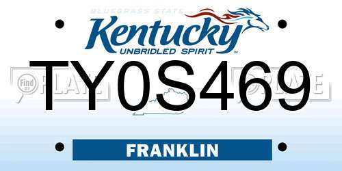 TY0S469 Kentucky License Plate