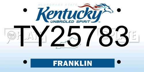 TY25783 Kentucky License Plate