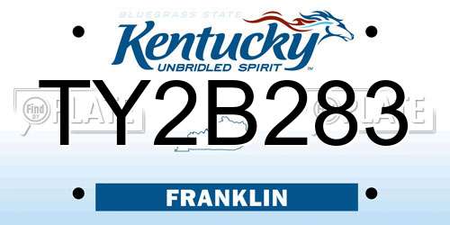 TY2B283 Kentucky License Plate