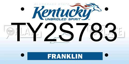 TY2S783 Kentucky License Plate