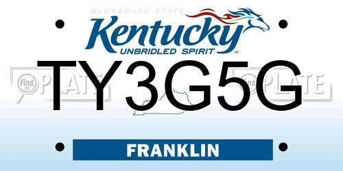 TY3G5G Kentucky License Plate