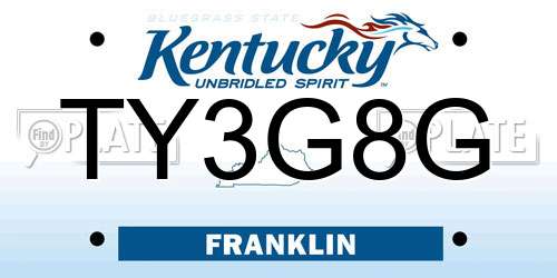 TY3G8G Kentucky License Plate