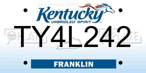 TY4L242 Kentucky License Plate
