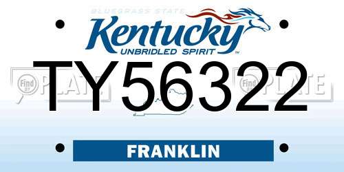 TY56322 Kentucky License Plate