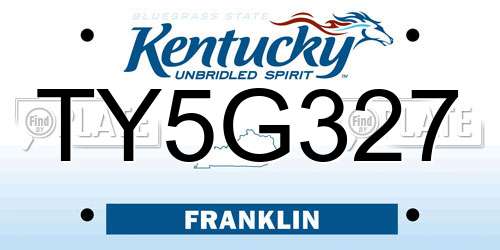 TY5G327 Kentucky License Plate