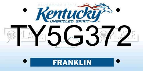 TY5G372 Kentucky License Plate