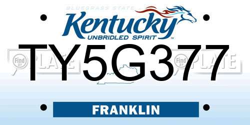 TY5G377 Kentucky License Plate