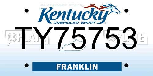 TY75753 Kentucky License Plate