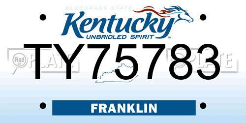 TY75783 Kentucky License Plate