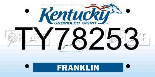 TY78253 Kentucky License Plate