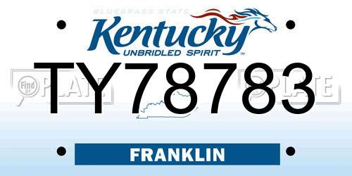 TY78783 Kentucky License Plate