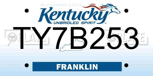 TY7B253 Kentucky License Plate