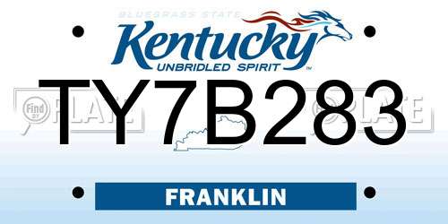 TY7B283 Kentucky License Plate