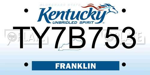 TY7B753 Kentucky License Plate