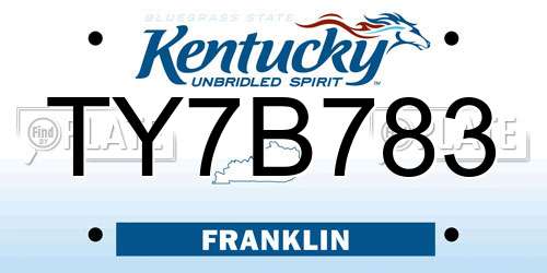 TY7B783 Kentucky License Plate