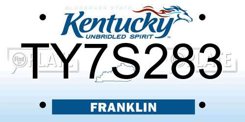 TY7S283 Kentucky License Plate