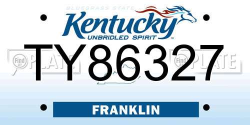 TY86327 Kentucky License Plate