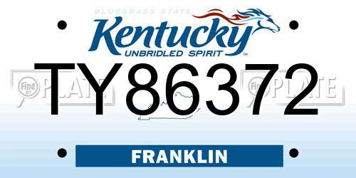 TY86372 Kentucky License Plate