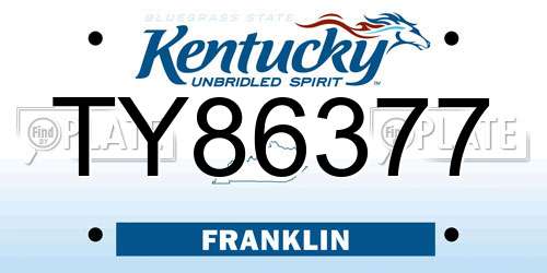 TY86377 Kentucky License Plate