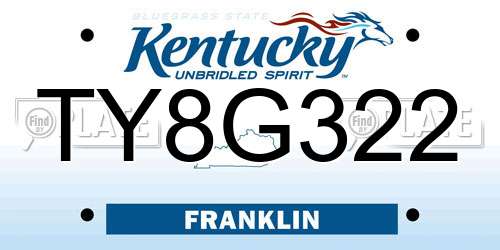 TY8G322 Kentucky License Plate