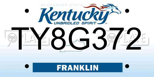 TY8G372 Kentucky License Plate