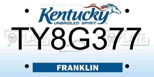 TY8G377 Kentucky License Plate