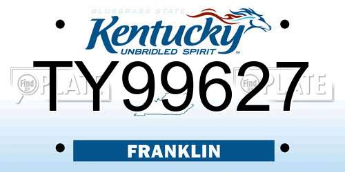 TY99627 Kentucky License Plate